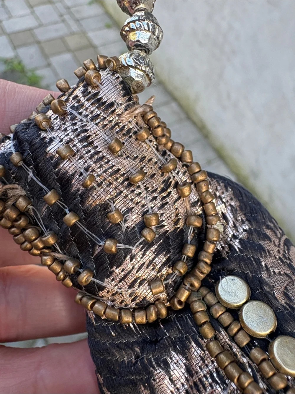 Embellished Black & Gold Evening Wristlet Bag